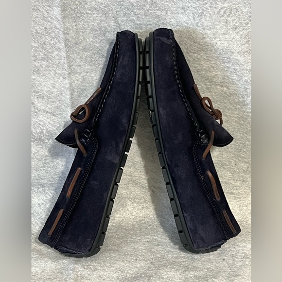 TO BOOT NEW YORK Barnett Side Lace Flat Driver Mocassins~Size:9~navy suede-men’s main image 9